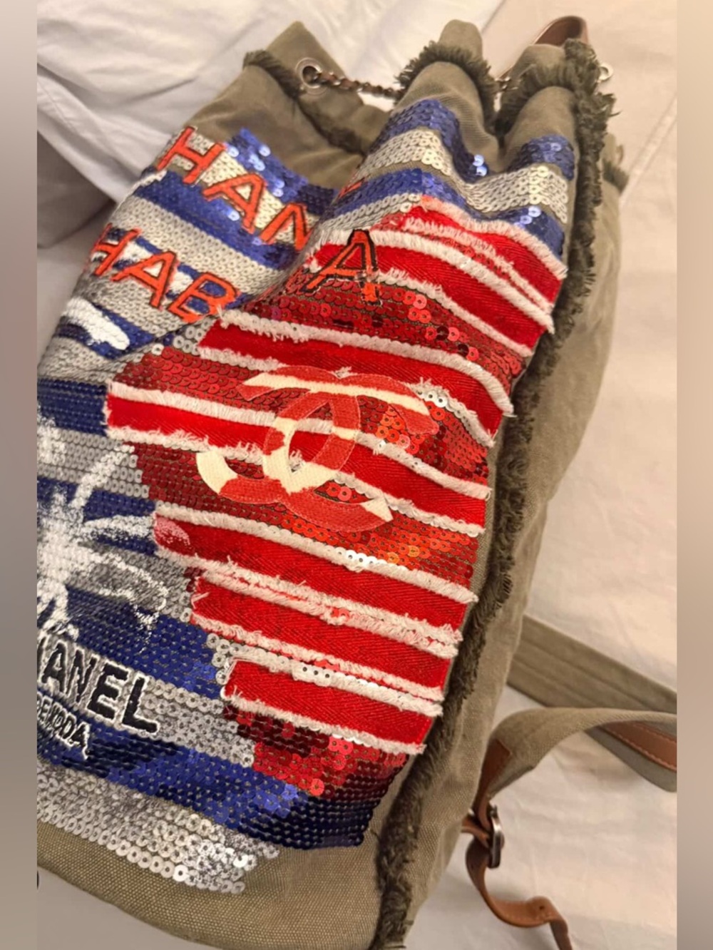 CHANEL Sequin Drawstring Backpack - Rare- Cuba Collection - Picture 3 of 8